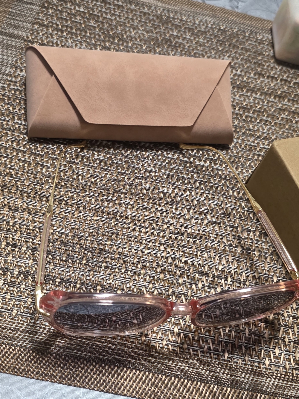Women's Pink Clear Frame Sunglasses with Gold Temples